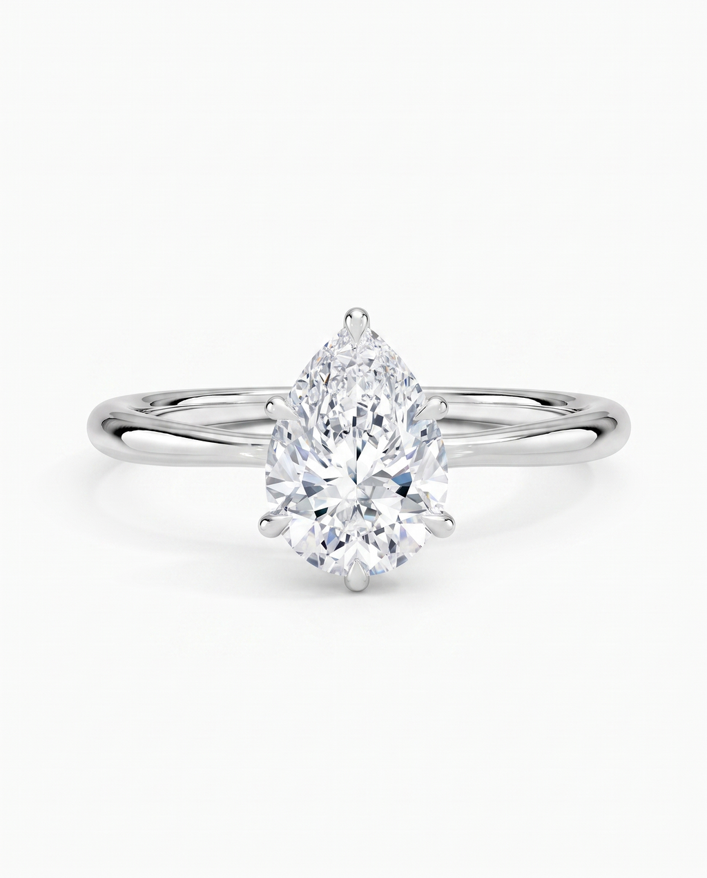 3 ct Pear Diamond Engagement Ring 14kt White Gold