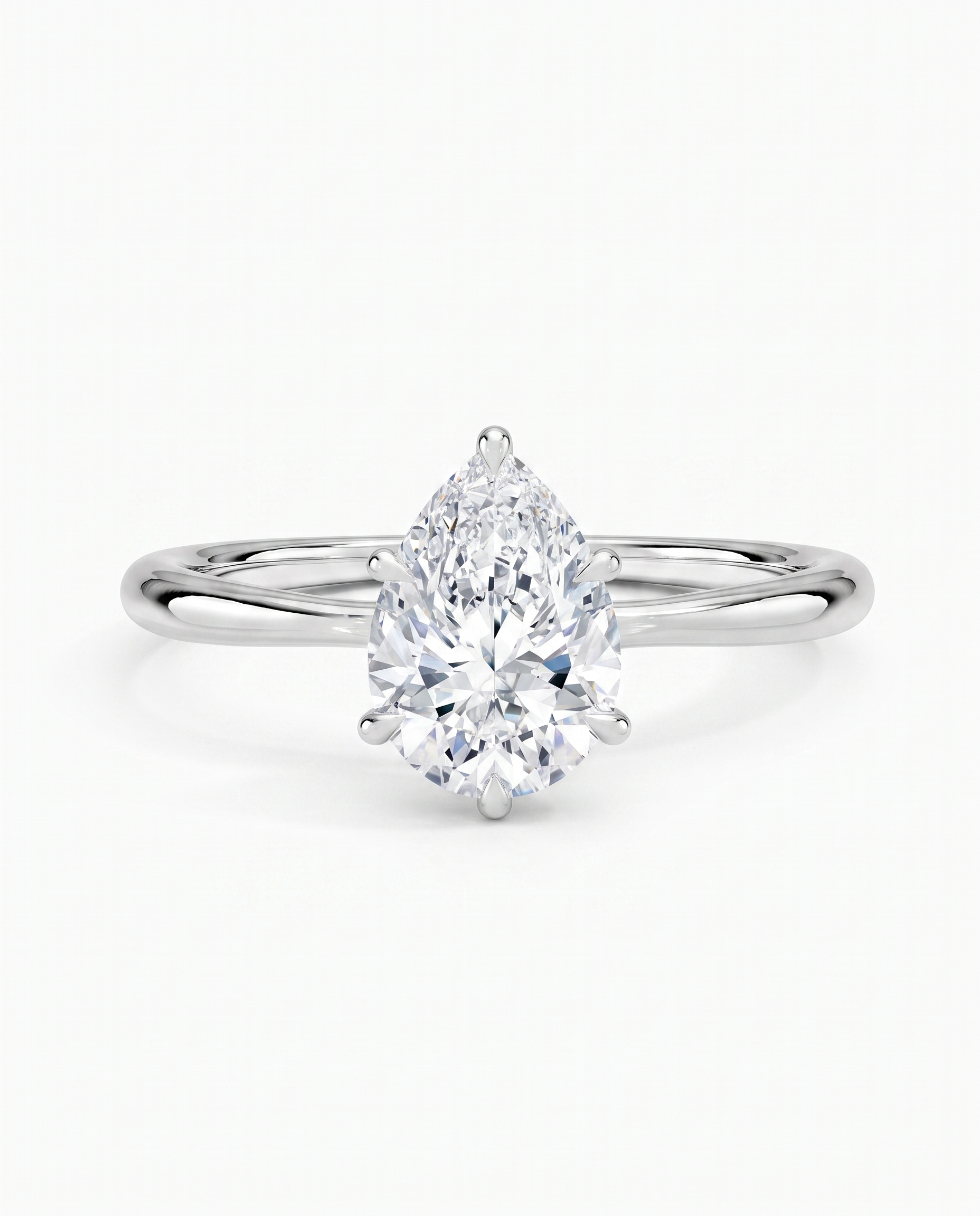 3 ct Pear Diamond Engagement Ring 14kt White Gold