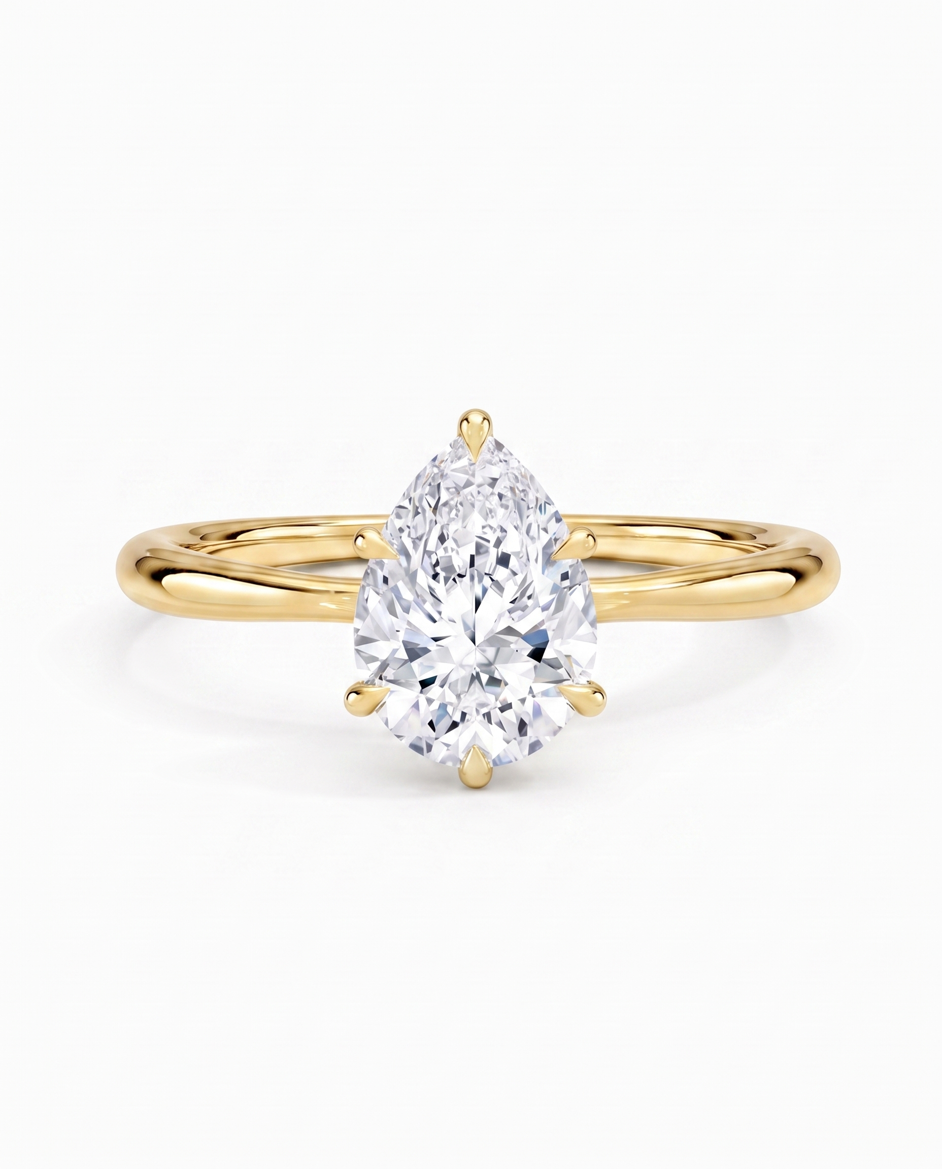 3 ct Pear Diamond Engagement Ring 14kt Yellow Gold