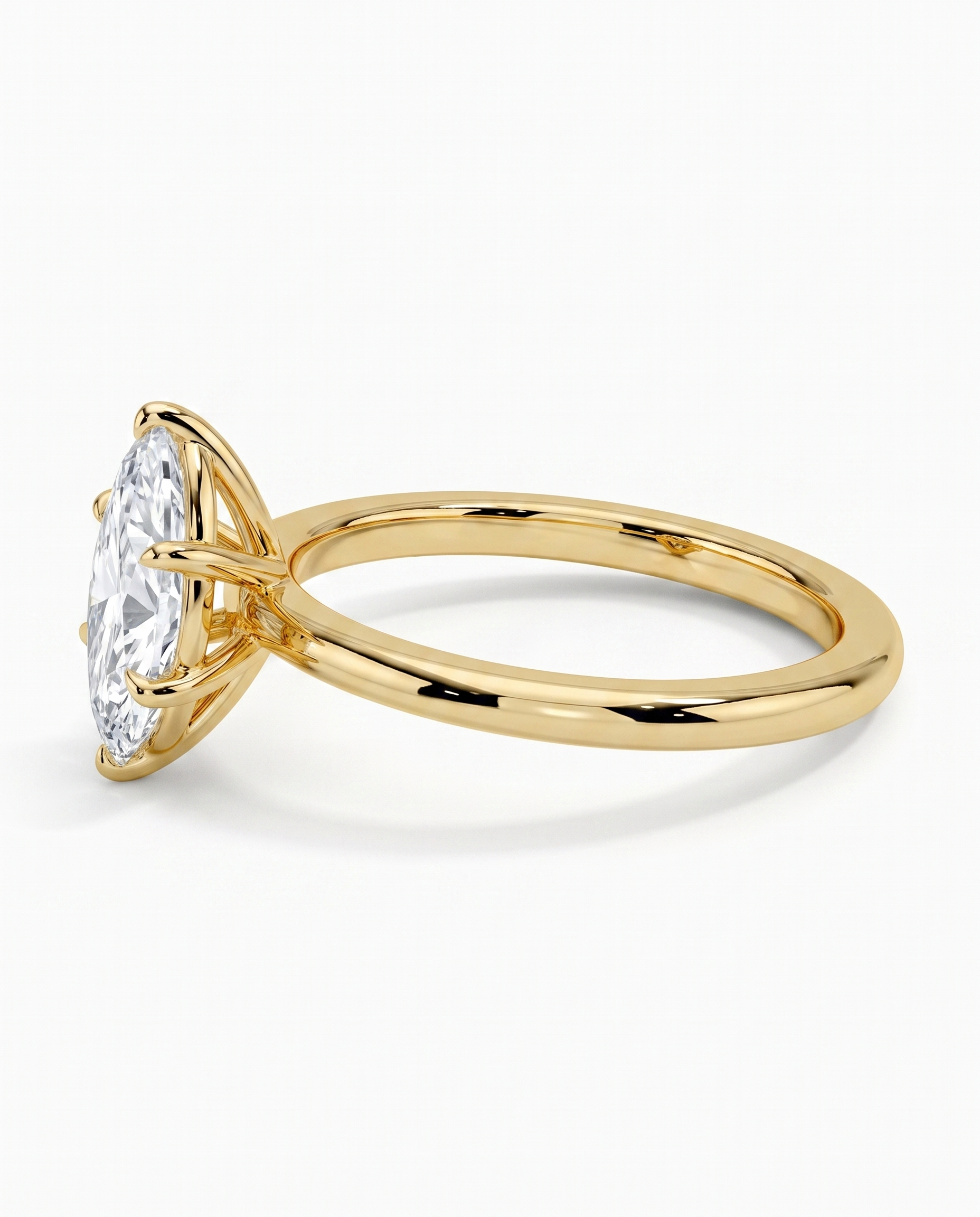 Marquise Lab Created Diamond Engagement Ring yellow gold