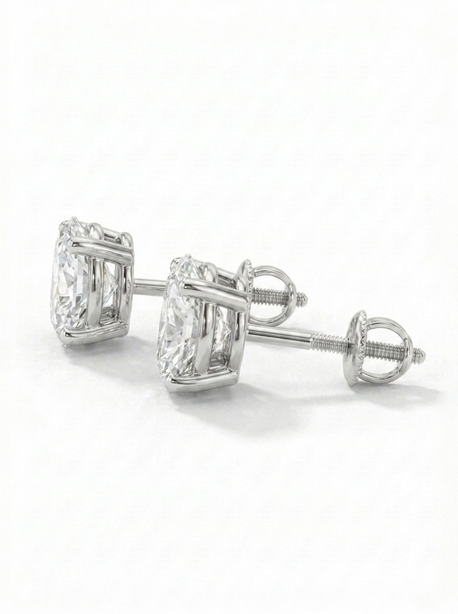 Oval Diamond Stud Earrings