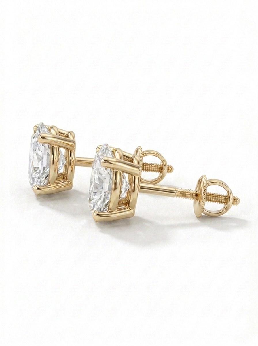 Oval Diamond Stud Earrings