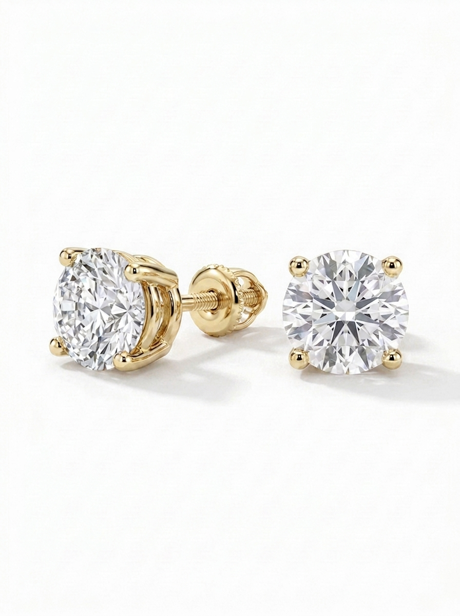 Round Diamond Stud Earrings